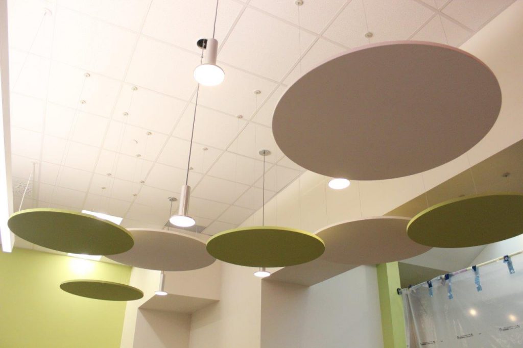Circular ceiling lighting.