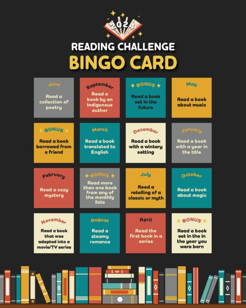 reading challenge bingo card