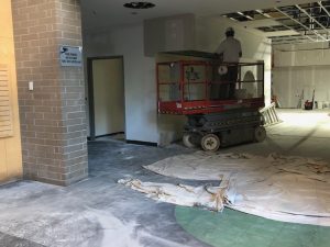 glimpse of new tile work in lobby