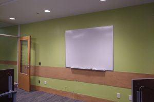 View of the new meeting room with whiteboard.